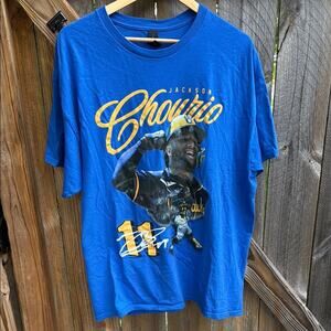 Jackson Chourio Brewers Graphic T-Shirt Blue XL Distressed